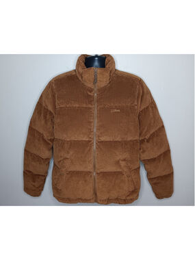 LL Bean Mountain Classic Mens Small Down Puffer Jacket Brown Corduroy NWOT *READ